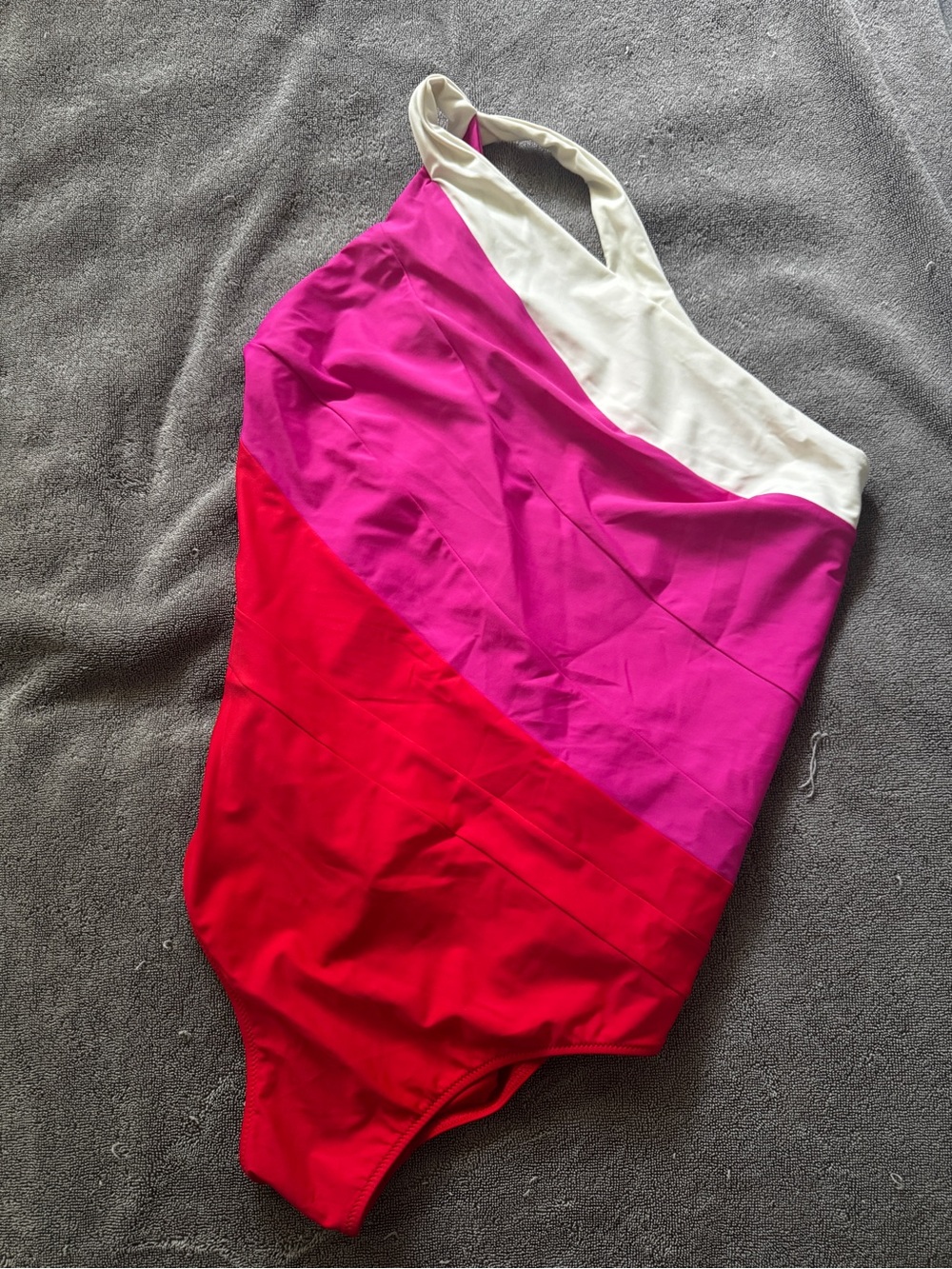 summersalt Pink, Red & Cream Colorblock One-Piece